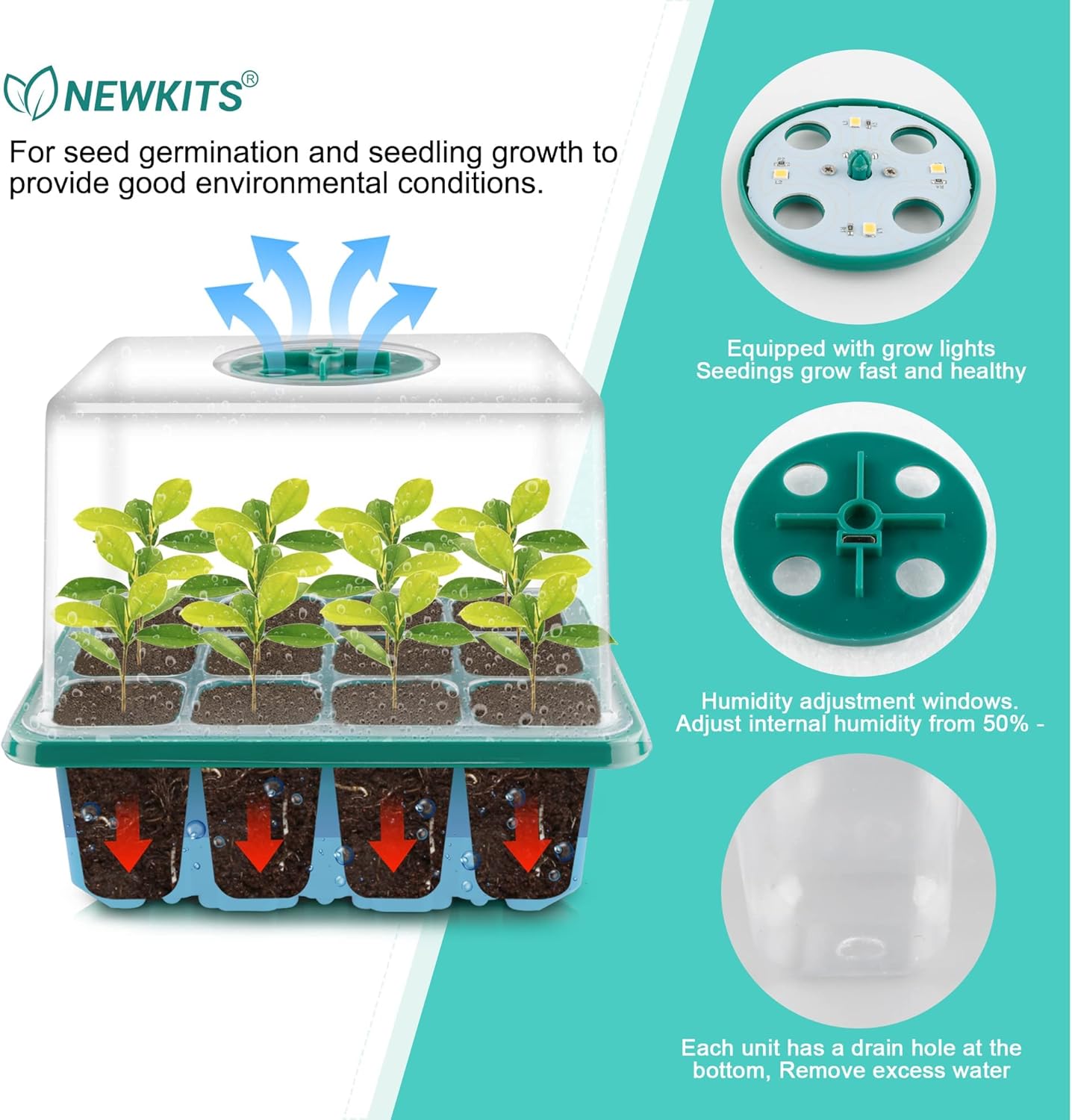 Seed Starter Tray with Grow Li - Humidity Dome Kit 评论和价格