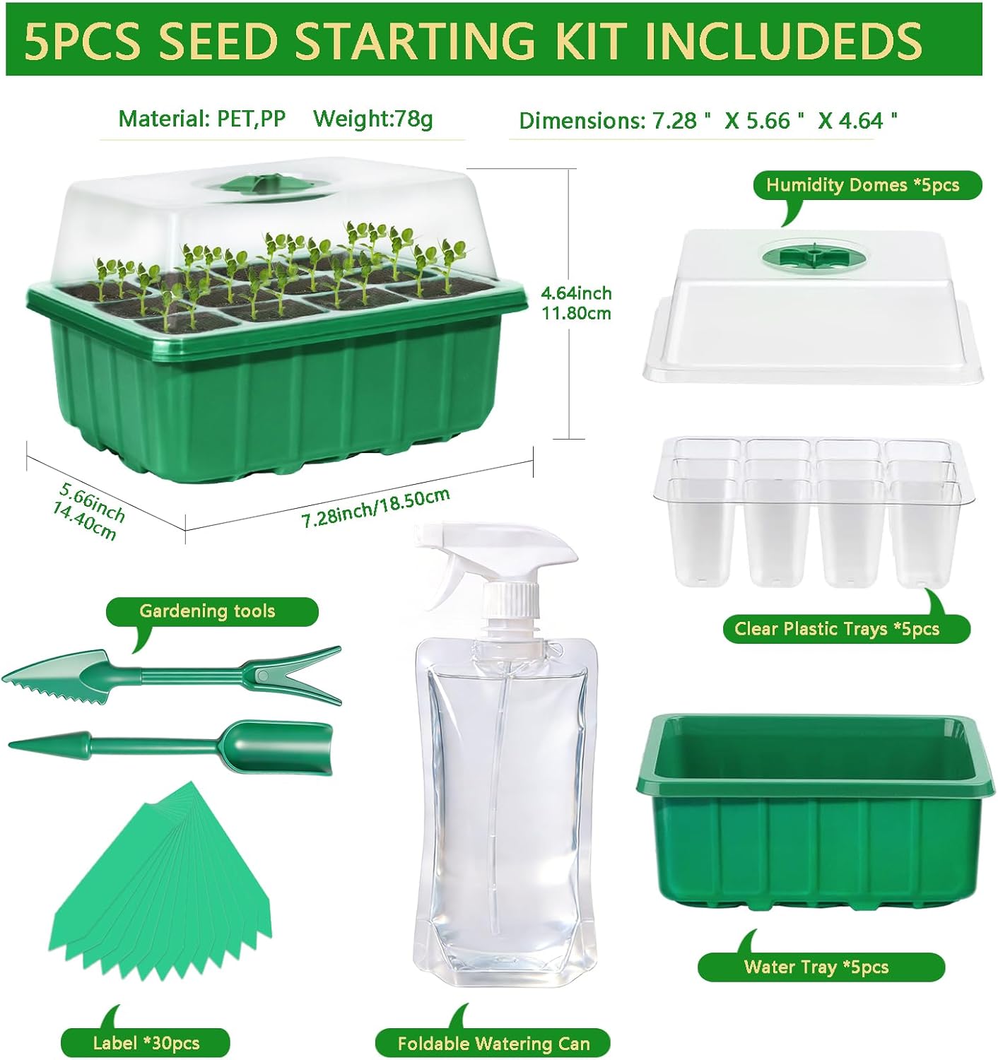 5-Pack Seed Starter Tray Kit w - Humidity Dome Kit 评论和价格