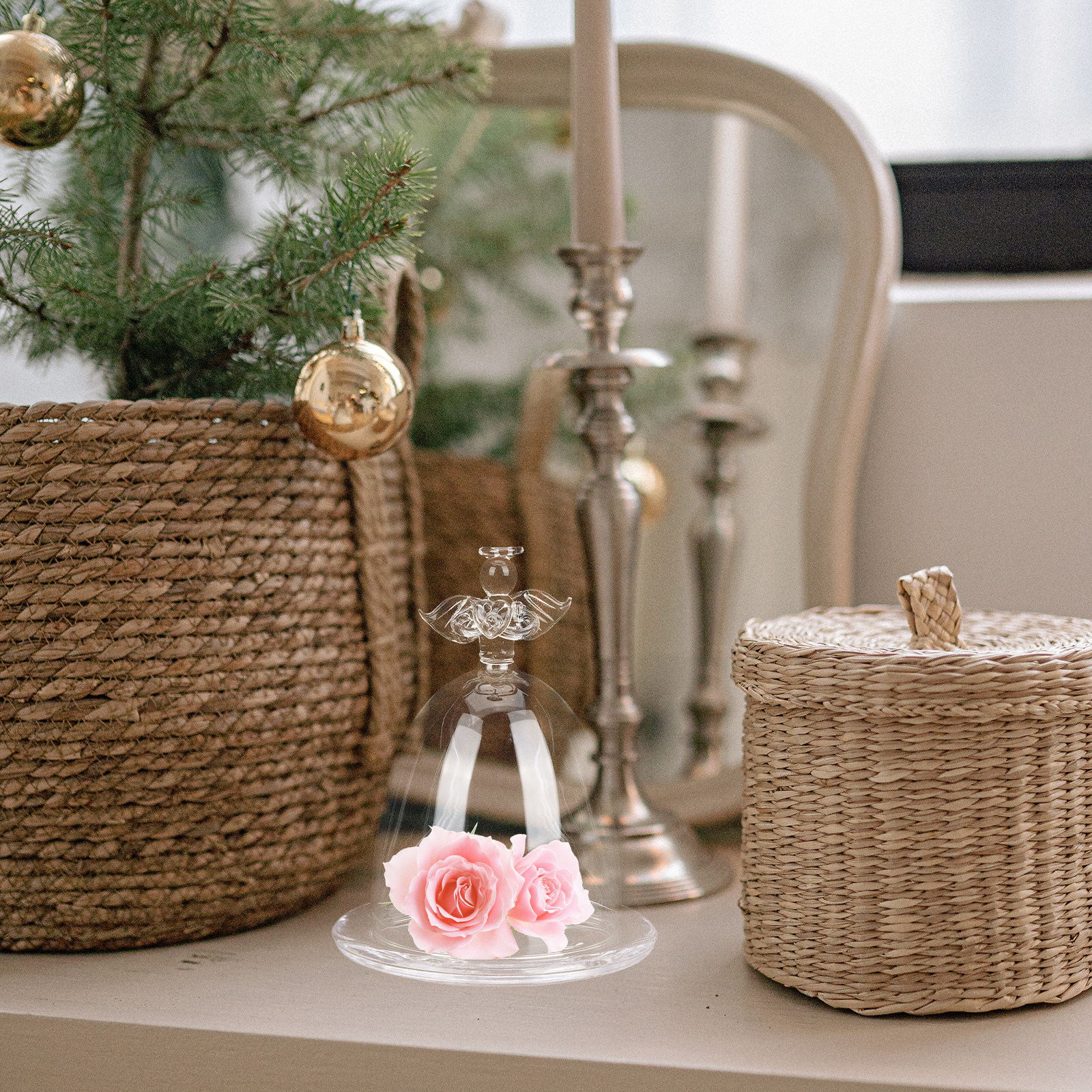 Angel Shaped Glass Dome Preser - Plastic Dome Clear 评论和价格