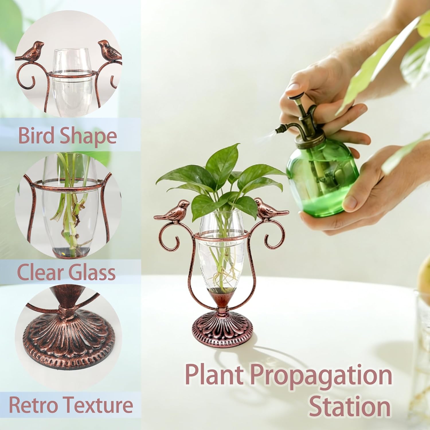 2 Vintage Copper Bird Plant Pr - Propagation Station Vase 评论和价格