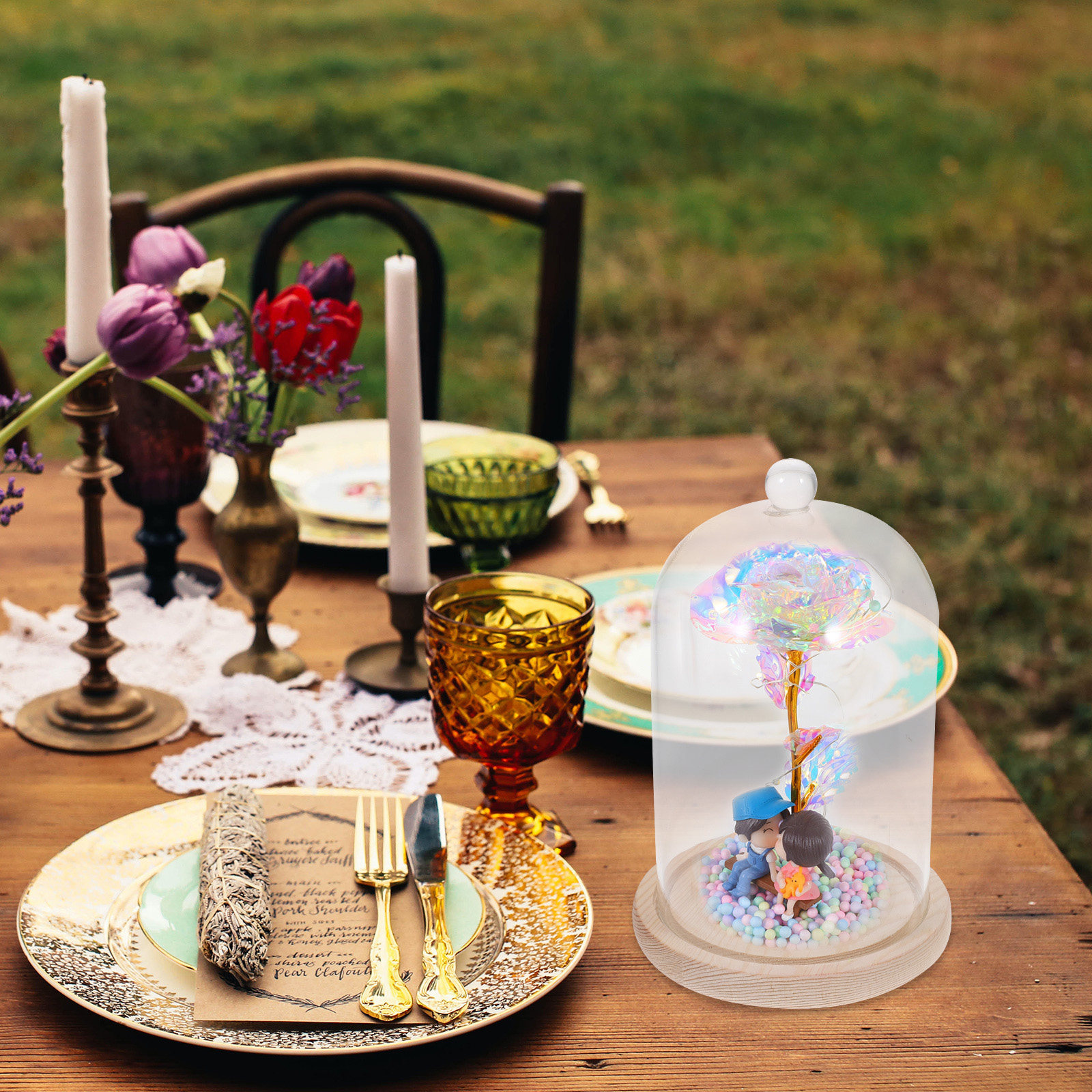 Glass Dome Display Case with B - Plastic Dome Clear 评论和价格